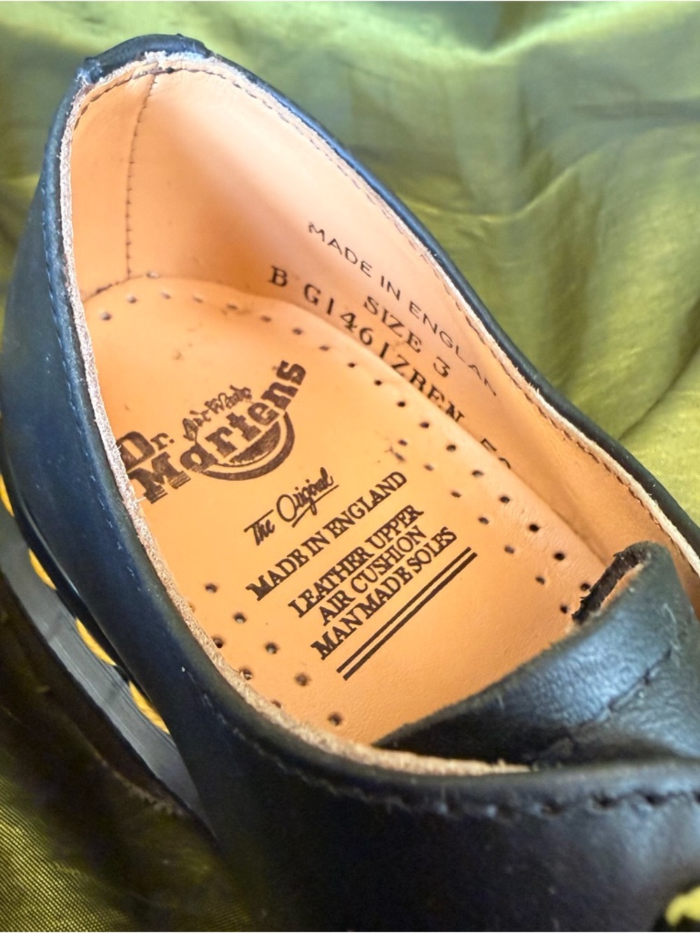 Dr. Martens Black Leather Vintage Oxfords with Yellow Accent - Picture 6 of 9
